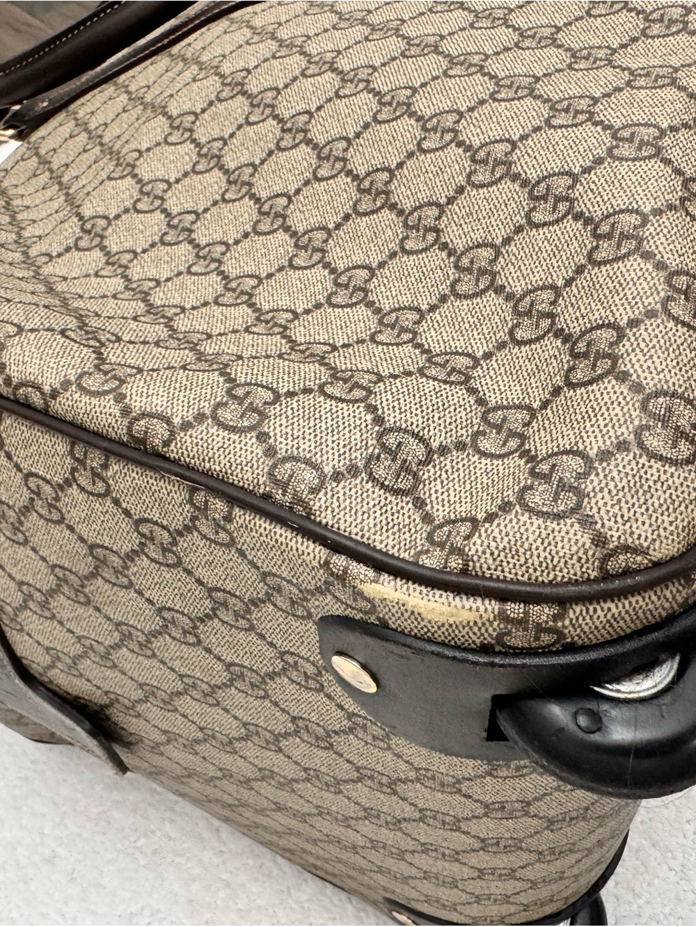 Gucci Beige/Brown Monogram Rolling Travel Duffel - Picture 12 of 16